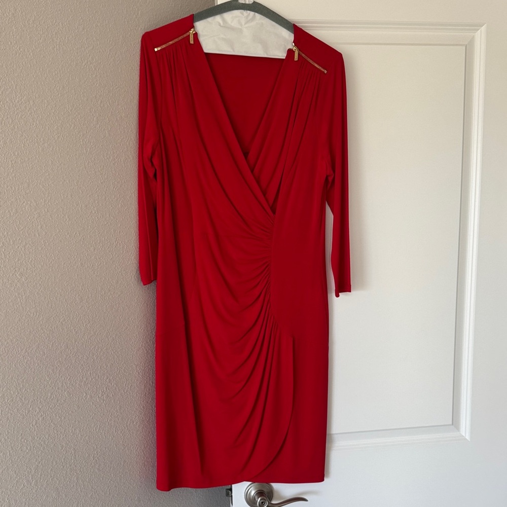 Calvin Klein Red Long Sleeve Dress
